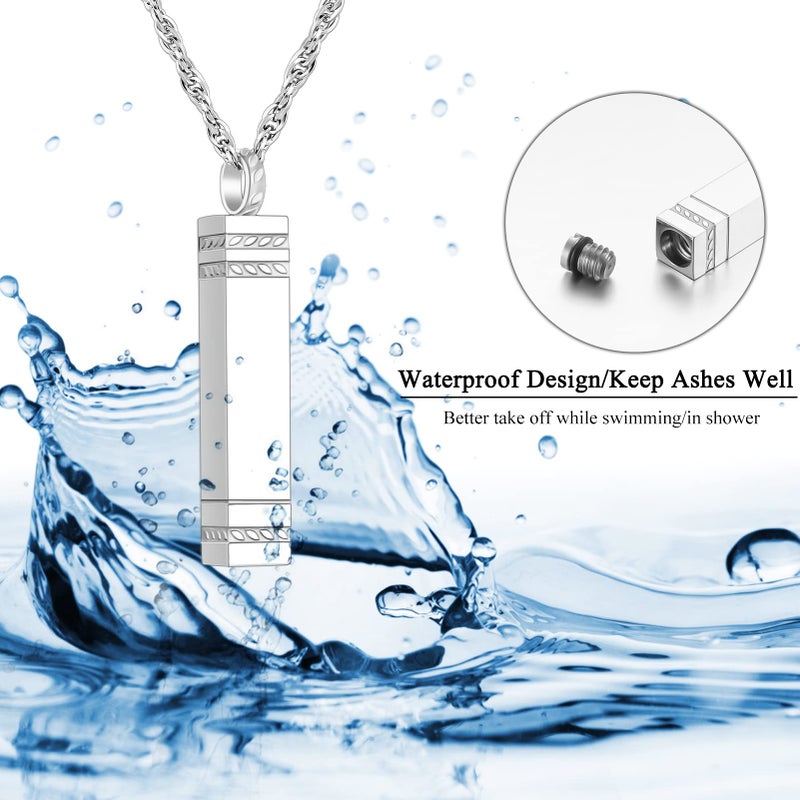 abooxiu Urn Necklace for Ashes Memorial Cremation Jewelry for Ashes Stainless Steel Ashes Jewelry Cube Ashes Necklace Bar Urn Pendant for Women Men - Image 5