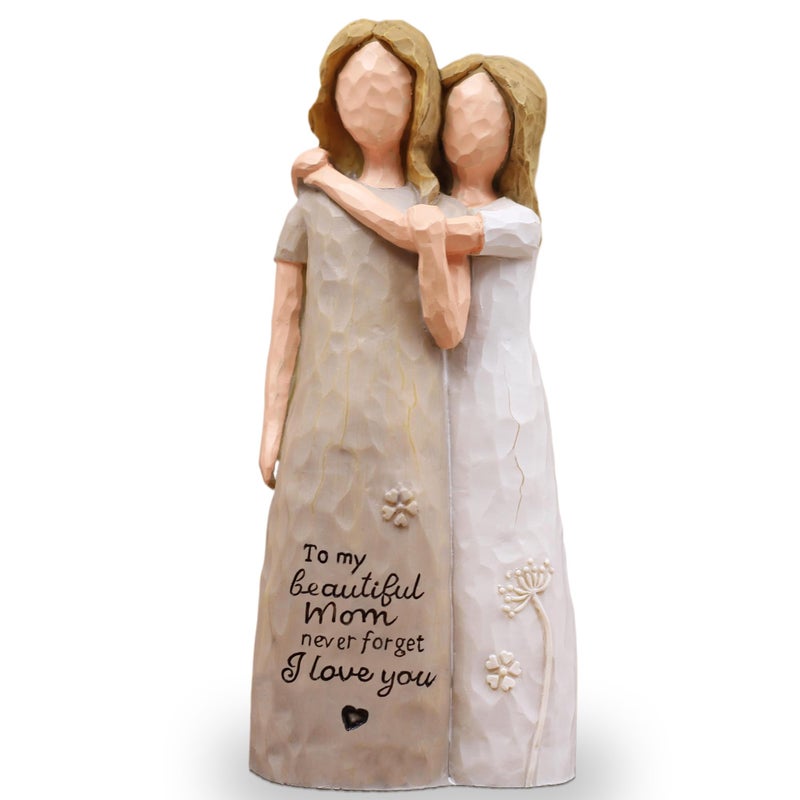 AcowSpt Mom Birthday Gifts from Daughter, Birthday Gifts for Mom from Daughter, Mother Daughter Gift, Mother of The Bride Gift, Sculpted Hand-Painted Figurine(Almond Rose Brown) - Image 1