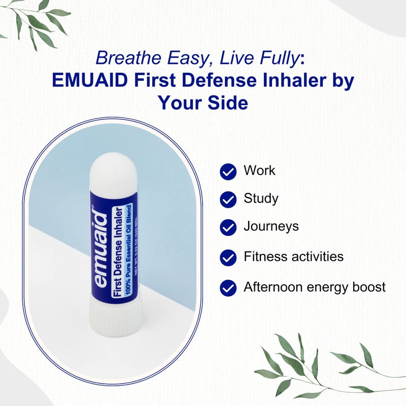 emuaid First Defense Nasal Inhaler Stick â€“ Natural Essential Oil Nasal Stick for Clear Breathing, Focus, Nasal Health, Seasonal Wellness, and Airway Comfort - Image 3