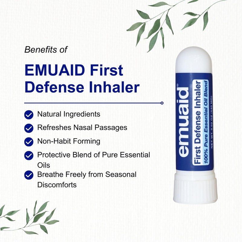 emuaid First Defense Nasal Inhaler Stick â€“ Natural Essential Oil Nasal Stick for Clear Breathing, Focus, Nasal Health, Seasonal Wellness, and Airway Comfort - Image 1