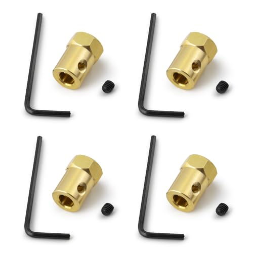 WEFEINO 4Pcs Hex Coupler 6mm Brass Wheels Shaft Motor Coupling Flexible Connector for RC Car 6mm - Image 1