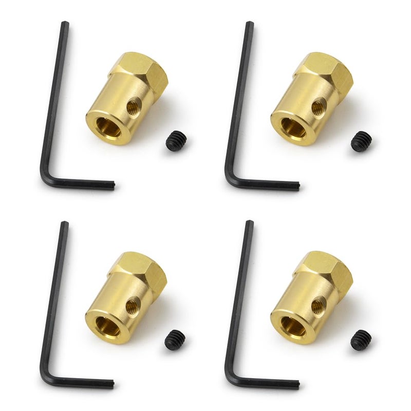 WEFEINO 4Pcs Hex Coupler 6mm Brass Wheels Shaft Motor Coupling Flexible Connector for RC Car 6mm - Image 2