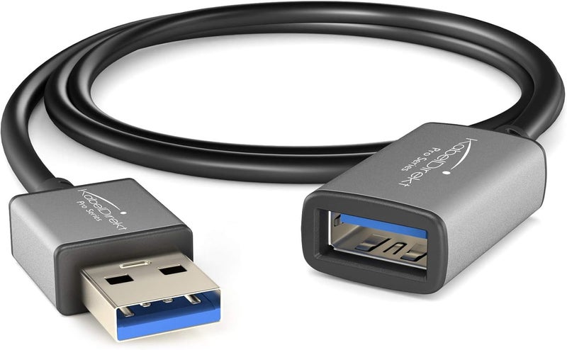 كيبل دايركت – كابل تمديد USB 3.0 – 0.8 متر – (قابس USB-A إلى موصل أنثى USB-A، أسود/رمادي فضائي) - Image 2