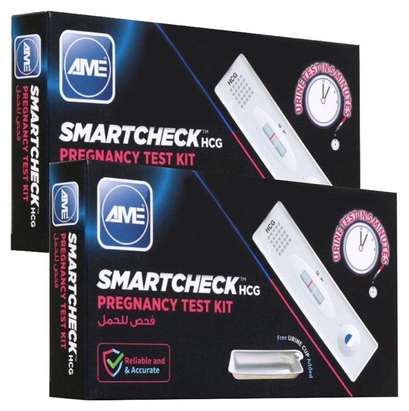 AME Pack Of 2 Smartcheck HCG Pregnancy Test Kit - Image 1