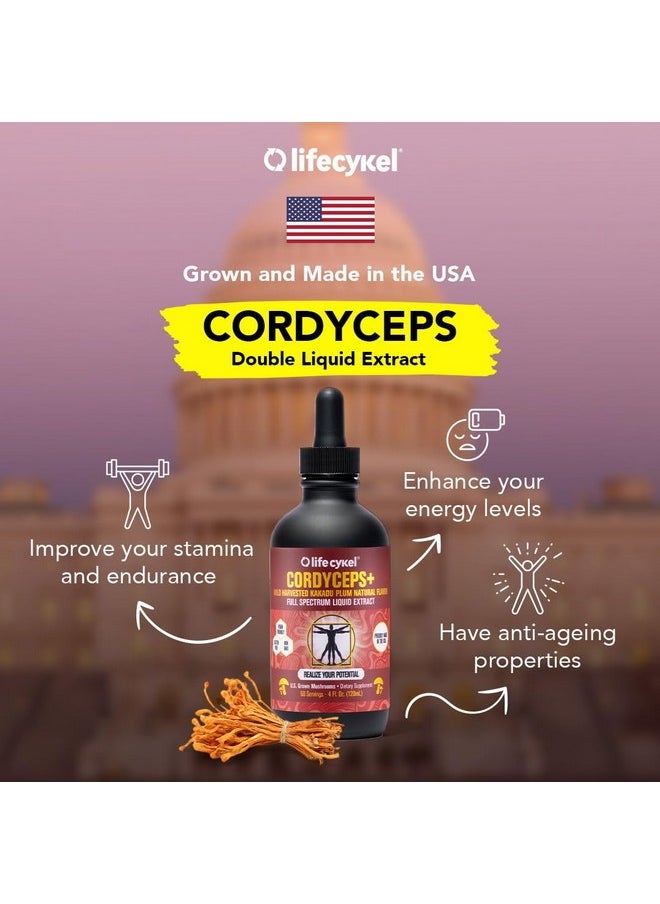 Life Cykel - LIFE CYKEL Cordyceps Mushroom Extract w/Kakadu Plum- Natural Energy Supplement for Fatigue & Stamina- Mycelium Vitamin C Antioxidants Non-GMO Organic Mushrooms Made in US, 2 Fl oz (Packaging May Vary) - Image 1
