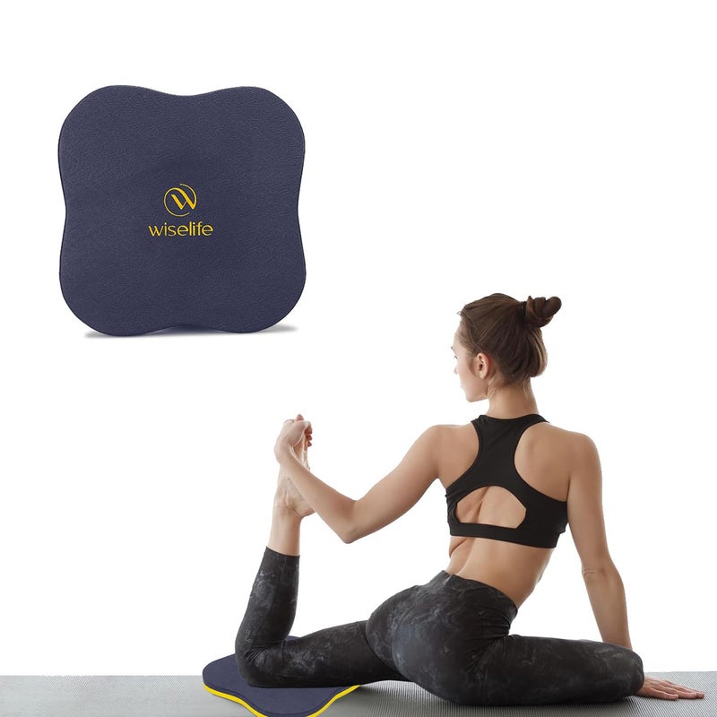 WISELIFE Aqua Yellow Knee Pad | High Density Premium ECO-TPE Foam Material, Soft Surface, Kneeling Support For Yoga, Cushion For Knees, Hands, Wrists, And Elbows (Navy Blue/Yellow - Single), 2 Cm - Image 1