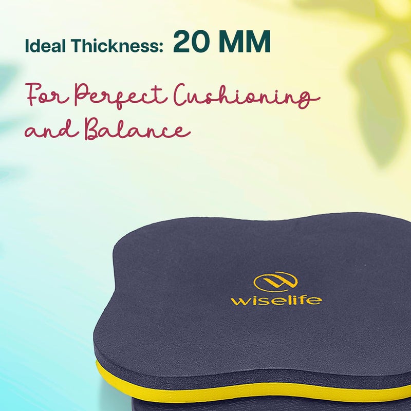 WISELIFE Aqua Yellow Knee Pad | High Density Premium ECO-TPE Foam Material, Soft Surface, Kneeling Support For Yoga, Cushion For Knees, Hands, Wrists, And Elbows (Navy Blue/Yellow - Single), 2 Cm - Image 2