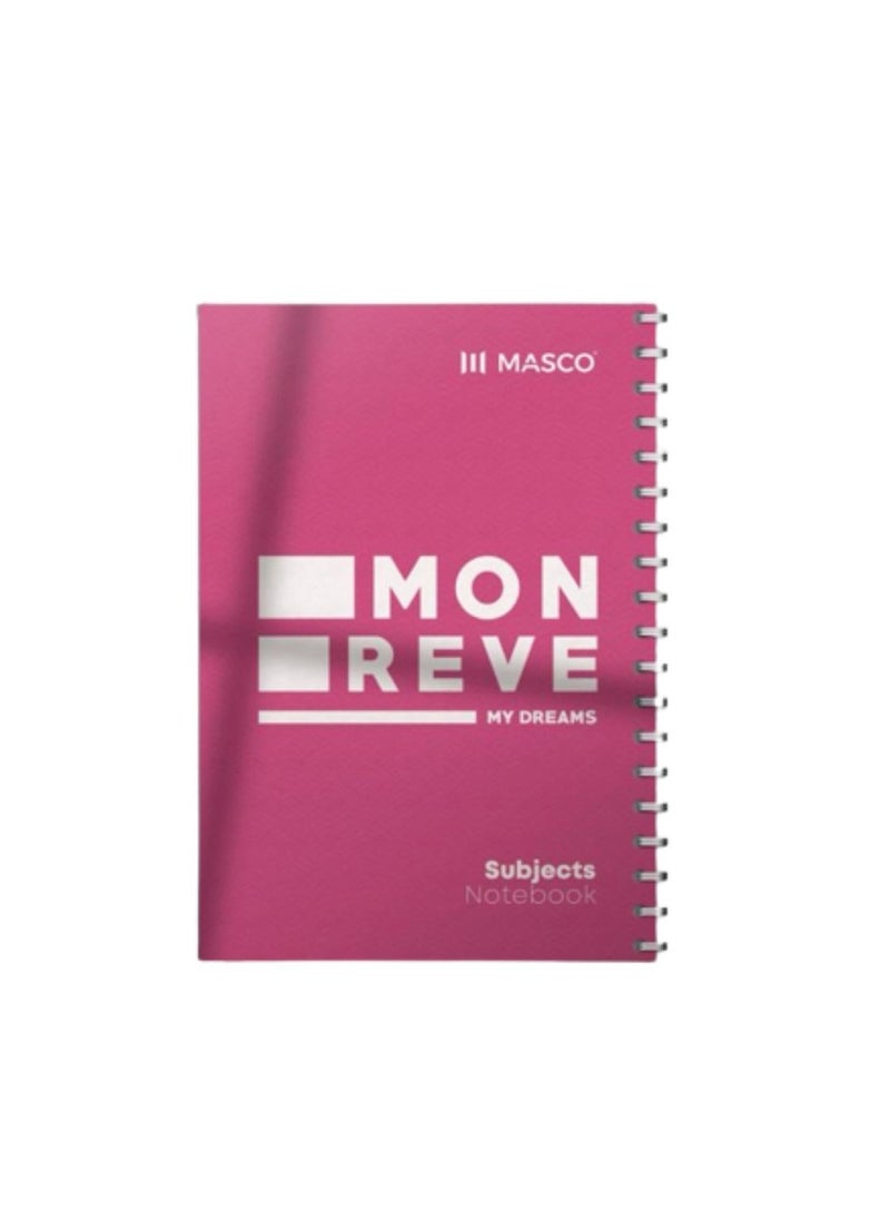 MASCO - B5 Size 100 Page Spiral Single line Notebook Suitable for 3 Subjects, Rose - Image 1
