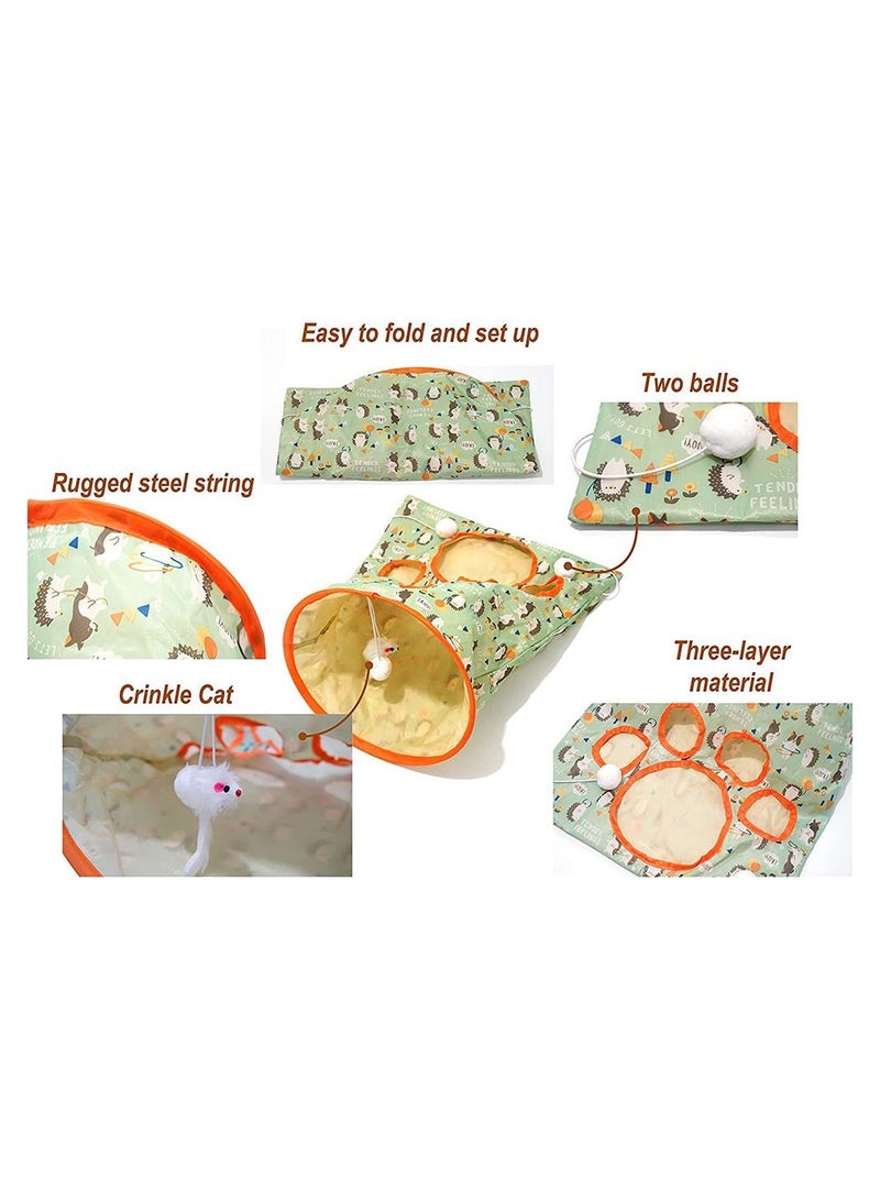 نفق قطط جديد 3 طبقات ورق رنين حقيبة حيوانات أليفة نفق قطط صغيرة دلو مثقوب قابل للطي ألعاب تفاعلية للقطط مع كرة فخمة