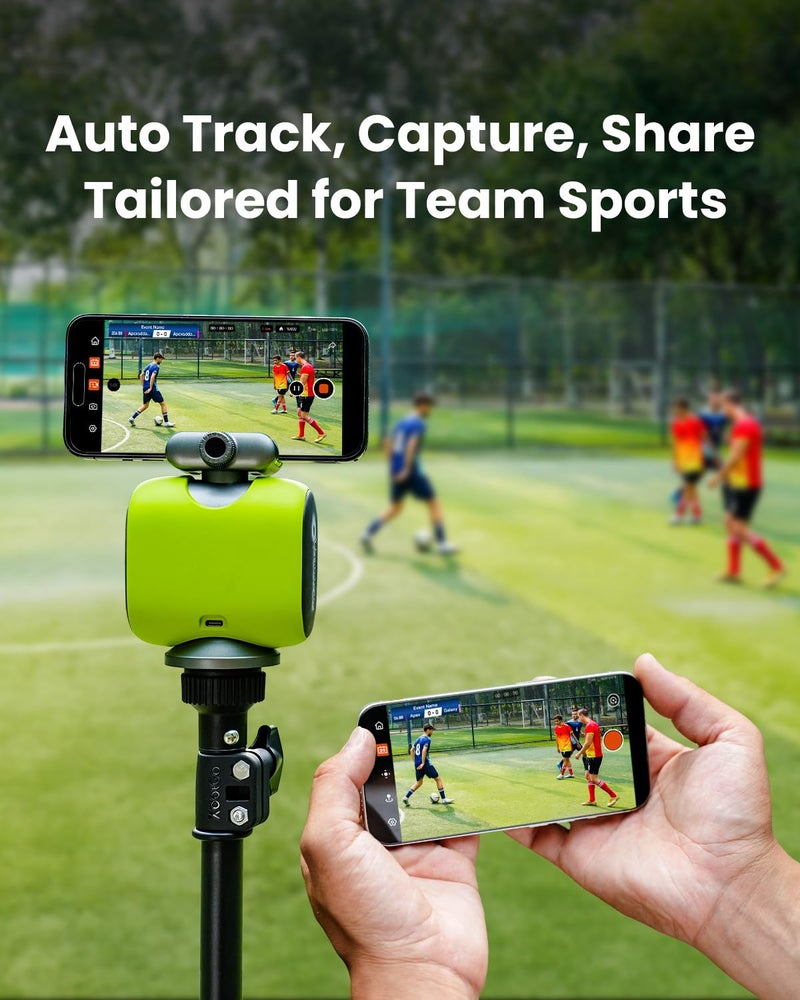 XbotGo Chameleon AI Auto Sports Action Camera - 4K 60FPS Soccer Camera and Basketball Tracking Camera for Team Sports, Live Streaming, No Subscription, Works with iOS & Android (Lemon Green) - Image 2