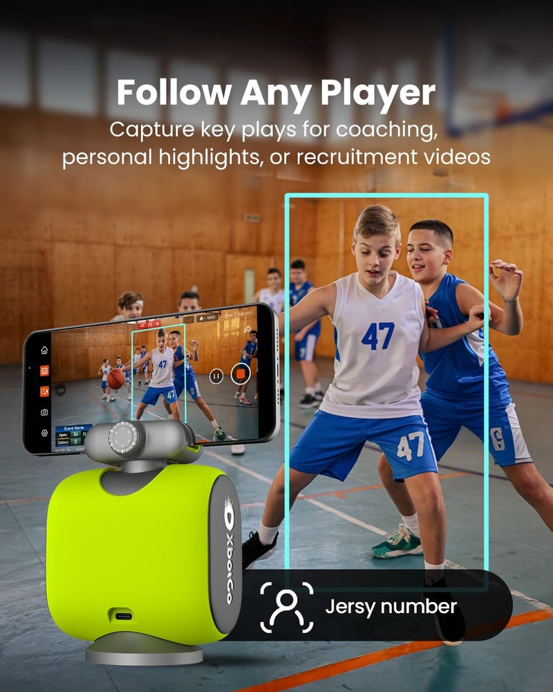 XbotGo Chameleon AI Auto Sports Action Camera - 4K 60FPS Soccer Camera and Basketball Tracking Camera for Team Sports, Live Streaming, No Subscription, Works with iOS & Android (Lemon Green) - Image 3