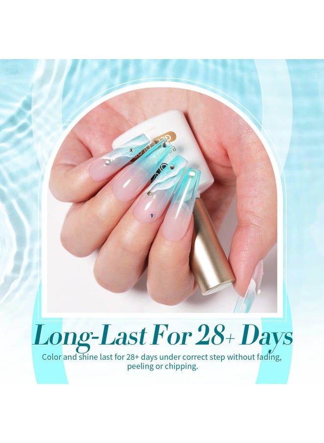 Born Pretty Pastel Jelly Gel Nail Polish Set Spring Summer Easter Gel Polish Crystal Glass Translucent Blue Green Yellow Pink Red Soak Off U v Gel Polish 7ML 6PCS - Image 3