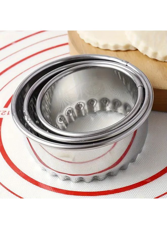 3pcs Lace Cookie Cutters Stainless Steel Round Molds Baking Supplies - Image 5