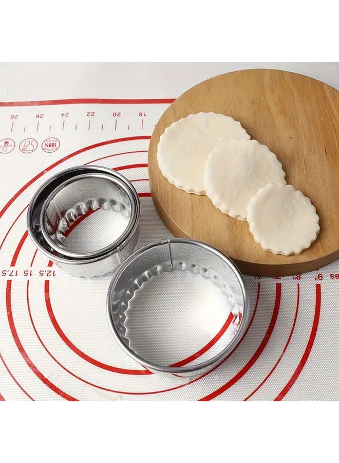 3pcs Lace Cookie Cutters Stainless Steel Round Molds Baking Supplies - Image 2