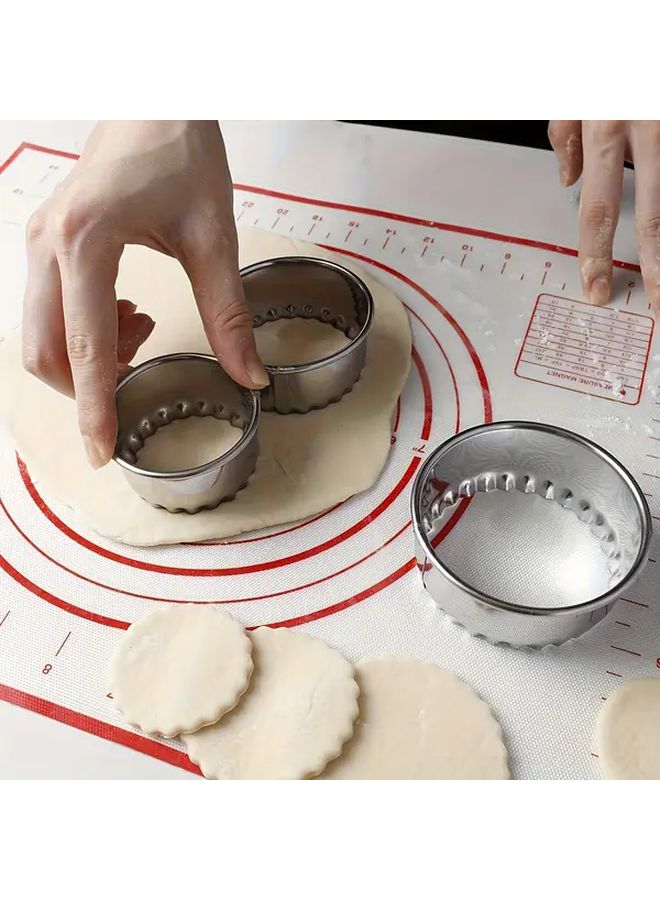 3pcs Lace Cookie Cutters Stainless Steel Round Molds Baking Supplies - Image 4
