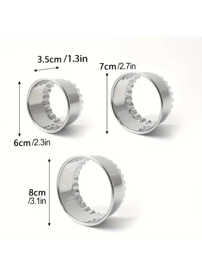 3pcs Lace Cookie Cutters Stainless Steel Round Molds Baking Supplies - Image 3