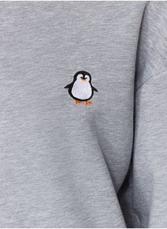 Gray Animal Embroidered Regular/Normal Fit Thick Inside Fleece Knitted Sweatshirt TWOAW24SW00196 - pzsku/ZAB6D40B517E35463D114Z/45/_/1730940991/878ffda9-4d88-4d0f-9937-2437034afe72