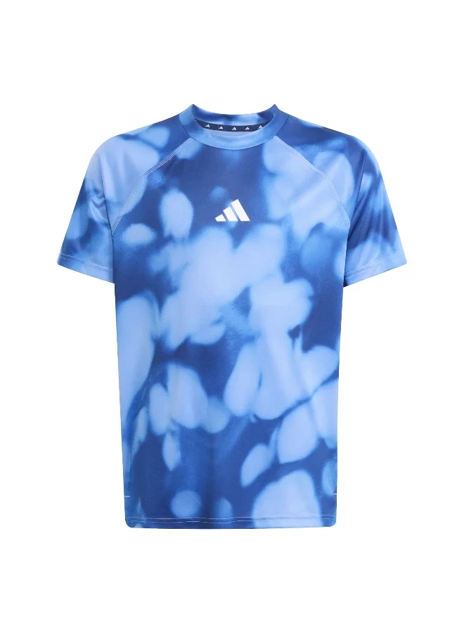 Adidas Adidas J Spr Aop 2 Tee Blue T-Shirt (Short Sleeve) T-Shirts For Kids