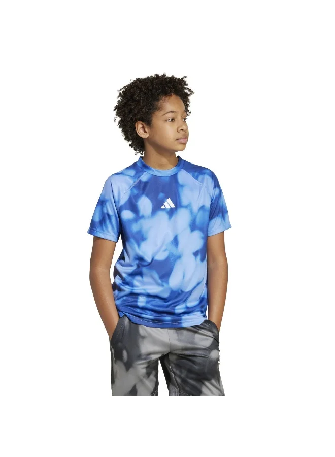 Adidas Adidas J Spr Aop 2 Tee Blue T-Shirt (Short Sleeve) T-Shirts For Kids