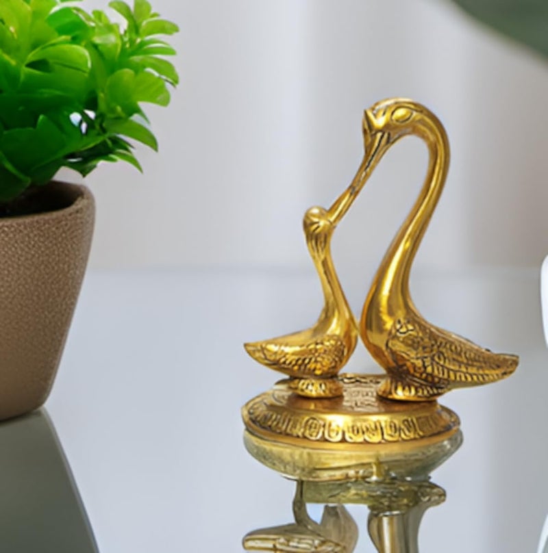 Purpledip Metal Statue Love Birds Swan Duck Pair: Feng Shui Symbolism of Love Romance (12195) - Image 1