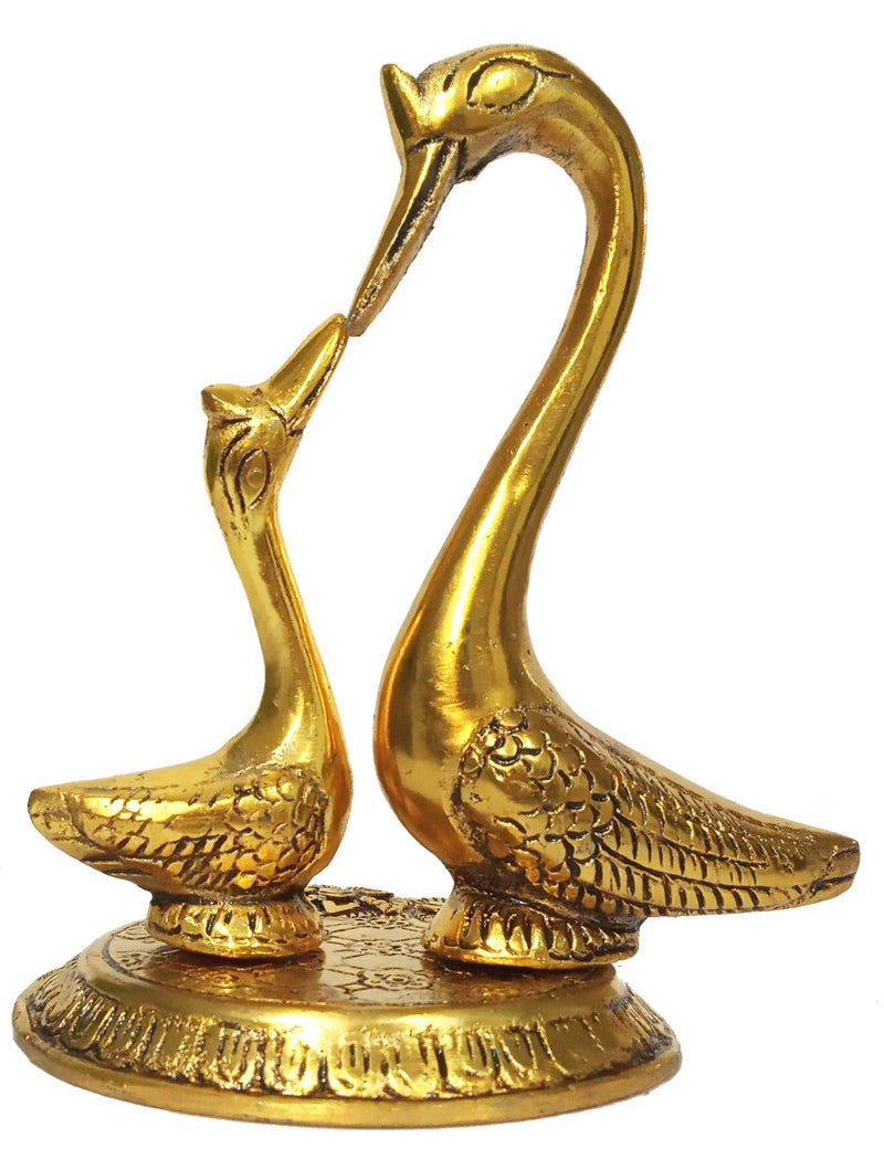 Purpledip Metal Statue Love Birds Swan Duck Pair: Feng Shui Symbolism of Love Romance (12195) - Image 2