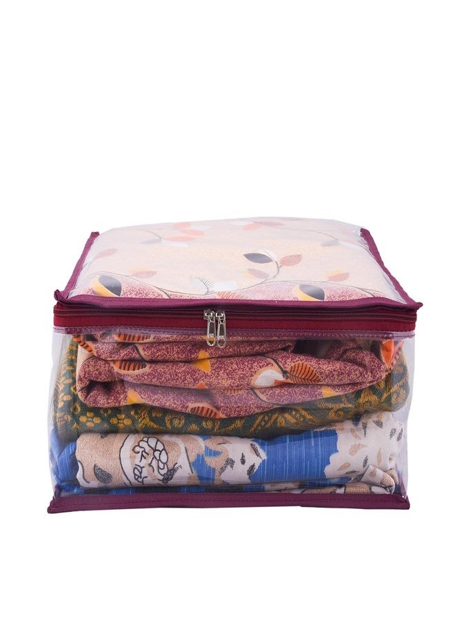 ABBASI Saree Cover Storage Bag Big for Clothes with Zip Organizer for Wardrobe, transparent Large Design Boxes (Maroon, Pack of 2) - Image 2