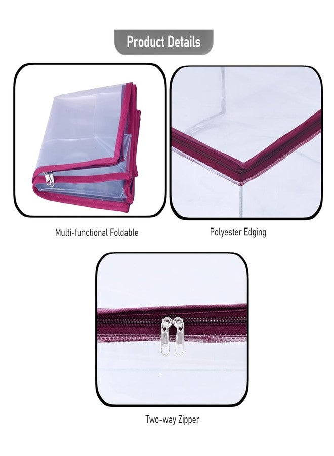 ABBASI Saree Cover Storage Bag Big for Clothes with Zip Organizer for Wardrobe, transparent Large Design Boxes (Maroon, Pack of 2) - Image 5
