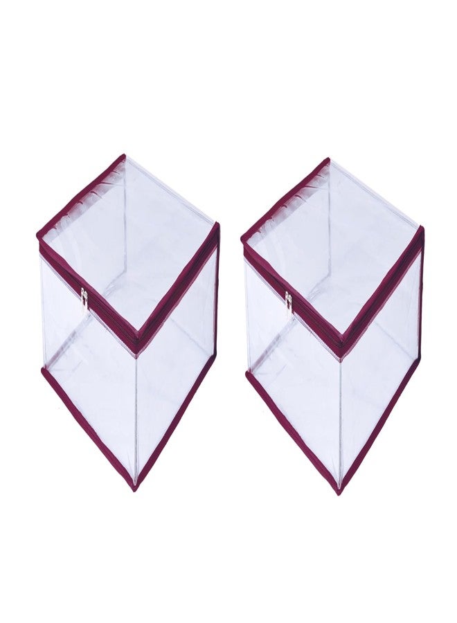 ABBASI Saree Cover Storage Bag Big for Clothes with Zip Organizer for Wardrobe, transparent Large Design Boxes (Maroon, Pack of 2) - Image 1