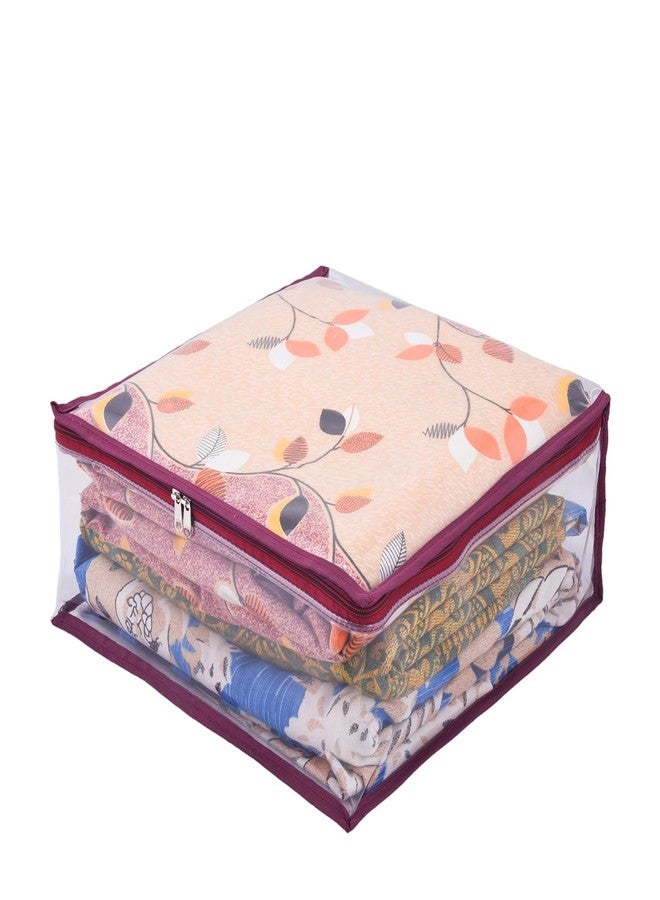 ABBASI Saree Cover Storage Bag Big for Clothes with Zip Organizer for Wardrobe, transparent Large Design Boxes (Maroon, Pack of 2) - Image 3
