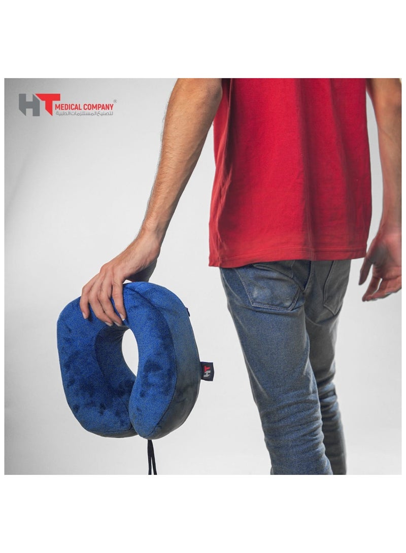 HT Elevated Memory Foam Travel Neck Pillow for Head and Neck Support for Airplane, Car, Travel, Reading, Sleeping - Image 2
