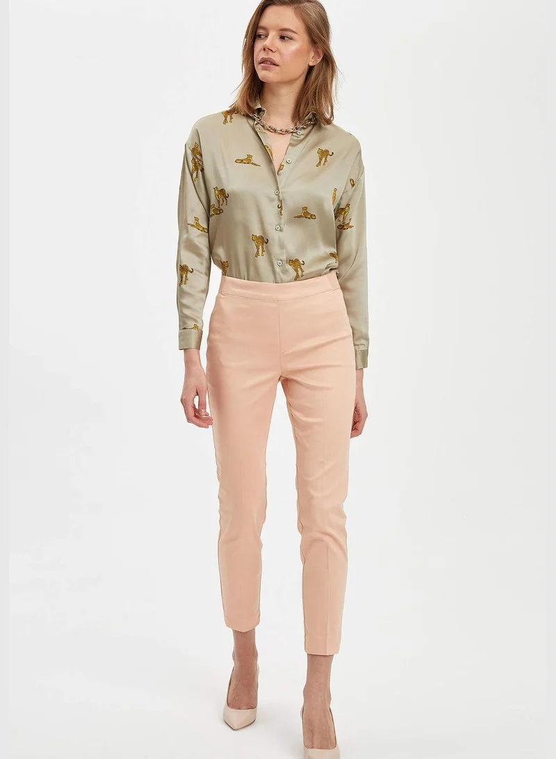 ديفاكتو Woman Woven Top Regular Fit Shirt Neck Long Sleeve Shirt
