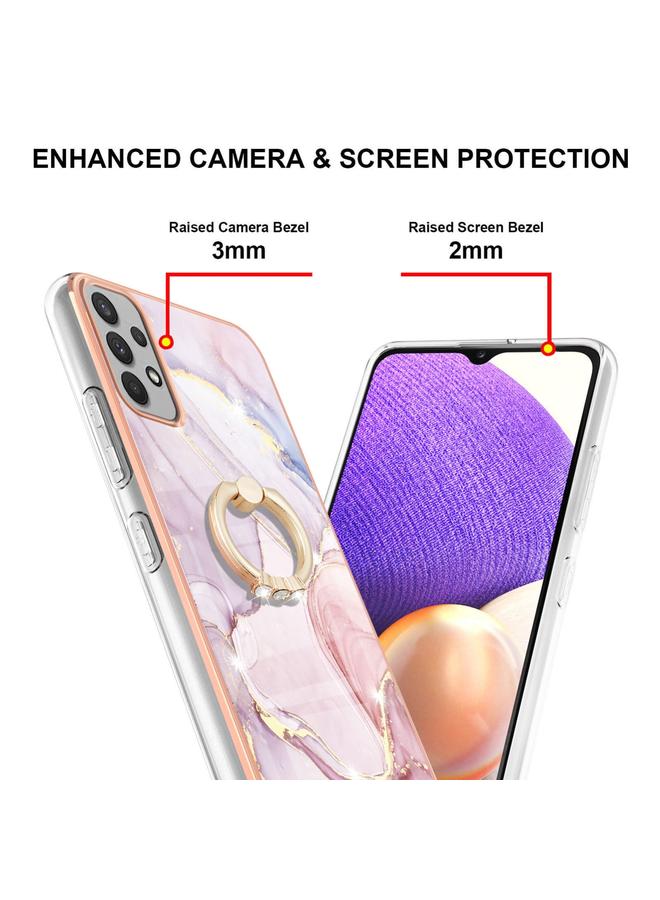 اس-توب جراب لهاتف Samsung Galaxy A23 5G / 4G، جراب هاتف TPU بنمط رخامي مطلي بالكهرباء مع حلقة - Image 3