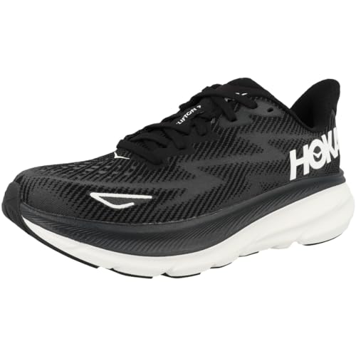 Hoka Women's Clifton 9 Sneaker, Black/White, 7 - Image 4