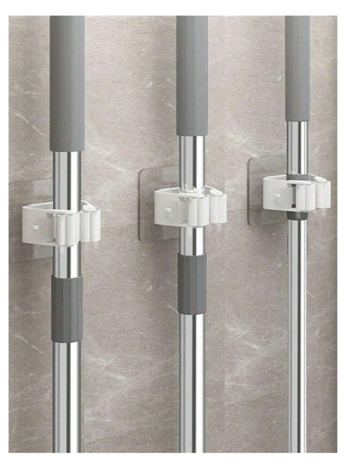 مجموعة من 4 حاملات ممسحة مثبتة على الحائط، منظمات قوية الإمساك بدون حفر للاستخدام المنزلي، رف أدوات موفر للمساحة للمطبخ والحمام والحديقة والمزيد - Image 4