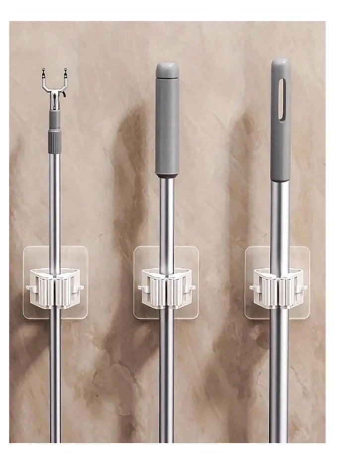 مجموعة من 4 حاملات ممسحة مثبتة على الحائط، منظمات قوية الإمساك بدون حفر للاستخدام المنزلي، رف أدوات موفر للمساحة للمطبخ والحمام والحديقة والمزيد - Image 2