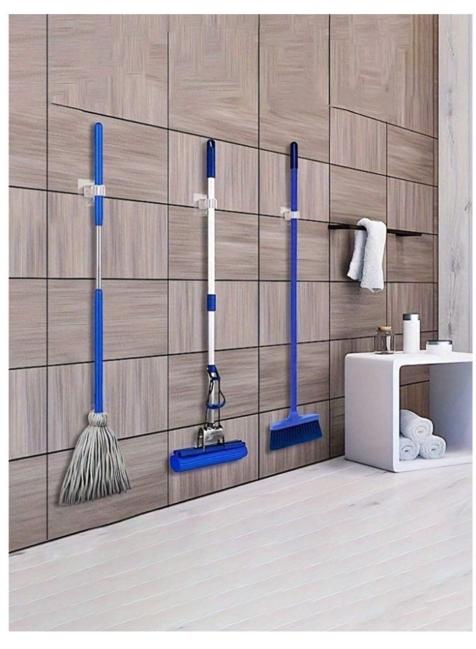 مجموعة من 4 حاملات ممسحة مثبتة على الحائط، منظمات قوية الإمساك بدون حفر للاستخدام المنزلي، رف أدوات موفر للمساحة للمطبخ والحمام والحديقة والمزيد - Image 3