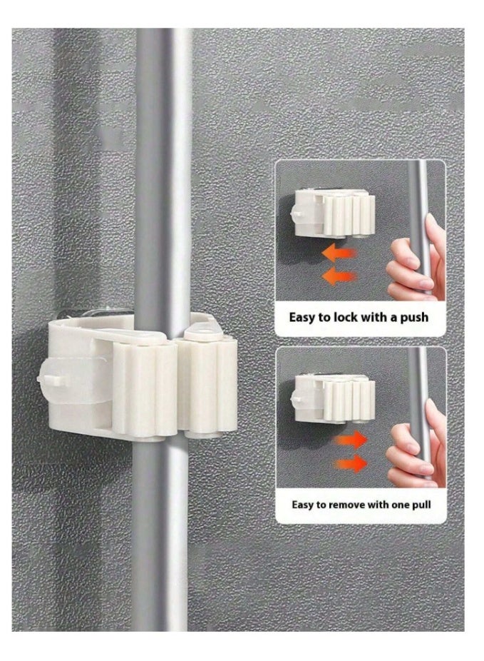مجموعة من 4 حاملات ممسحة مثبتة على الحائط، منظمات قوية الإمساك بدون حفر للاستخدام المنزلي، رف أدوات موفر للمساحة للمطبخ والحمام والحديقة والمزيد - Image 5