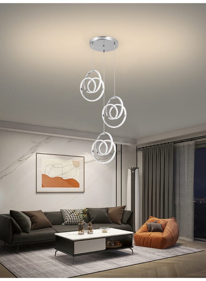 Best Power Modern LED Pendant Light 6547-3 with 3-Ceiling Lamps and 3 Lighting Levels, 140cm Adjustable Length, 80W – Sleek Pendant Light for Living Room, Dining Room, Bedroom, and More - Image 1