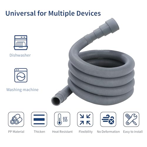 Anchira 16.4 FT Flexible Corrugated Washer Hose Kit, Universal Avec 1 Adapter, 2 Hose Clamps et 1 U-Bend Holder - Image 2