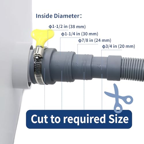 Anchira 16.4 FT Flexible Corrugated Washer Hose Kit, Universal Avec 1 Adapter, 2 Hose Clamps et 1 U-Bend Holder - Image 3