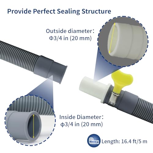 Anchira 16.4 FT Flexible Corrugated Washer Hose Kit, Universal Avec 1 Adapter, 2 Hose Clamps et 1 U-Bend Holder - Image 4
