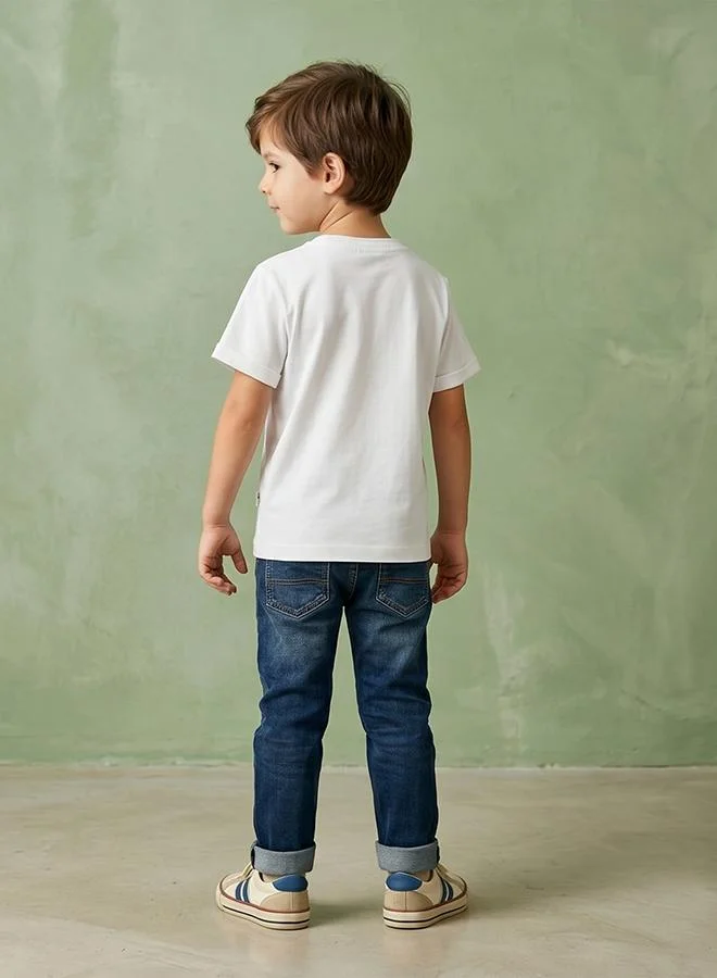 Babies & More Babies & More Toddler Boys Off-White Short Sleeve T-Shirt