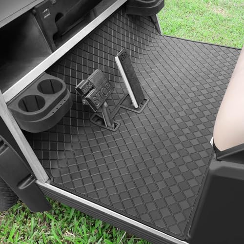 Cartalia Golf Cart Floor Liner Mat 8mm Thick Rubber Full Coverage Fit for Club Car DS 1982-2013 / Villager 1982-2018 Carts Heavy-Duty Non-Slip Front Feet Mats Replacement Easy to Clean - Black Trim - Image 1