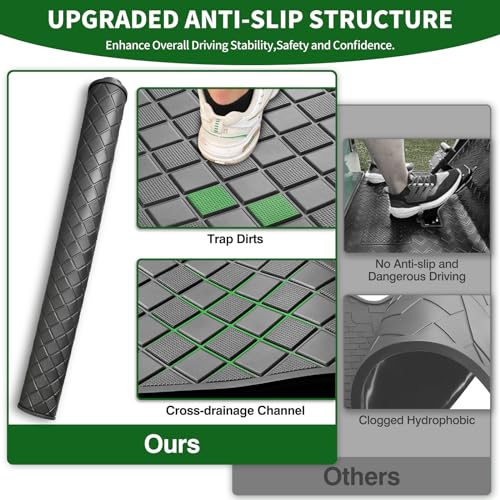 Cartalia Golf Cart Floor Liner Mat 8mm Thick Rubber Full Coverage Fit for Club Car DS 1982-2013 / Villager 1982-2018 Carts Heavy-Duty Non-Slip Front Feet Mats Replacement Easy to Clean - Black Trim - Image 3