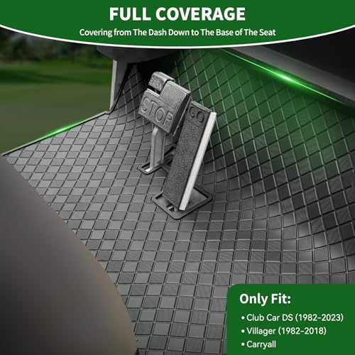 Cartalia Golf Cart Floor Liner Mat 8mm Thick Rubber Full Coverage Fit for Club Car DS 1982-2013 / Villager 1982-2018 Carts Heavy-Duty Non-Slip Front Feet Mats Replacement Easy to Clean - Black Trim - Image 2