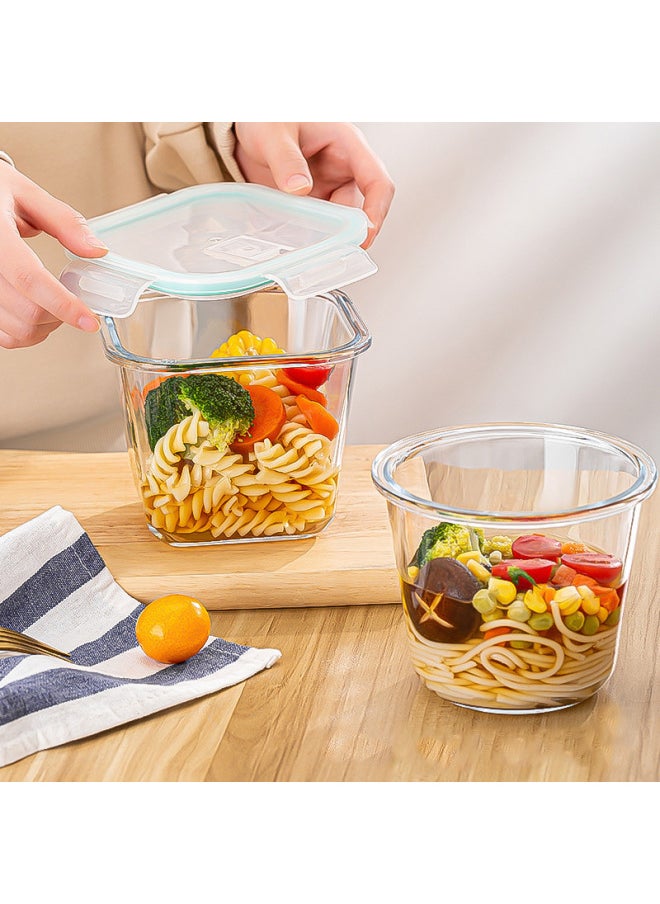 Generic - High Borosilicate Glass Soup Bowl Sealed Glass Lunch Box Microwave Heatable Large Capacity Soup Bowl Porridge Bowl Wholesale-Specifications:Square Soup Bowl 1000ml (block Pack) - Image 1