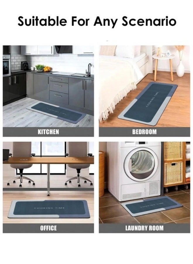 Happy Home 2 Pieces Kitchen Floor Mats, Super Absorbent Bathroom Mat, Washable Kitchen Rug, Diatom Mud Non-Slip Floor Mat for Office, Laundry, Bathroom (Size(40x60)+(40x120)cm) - Image 3
