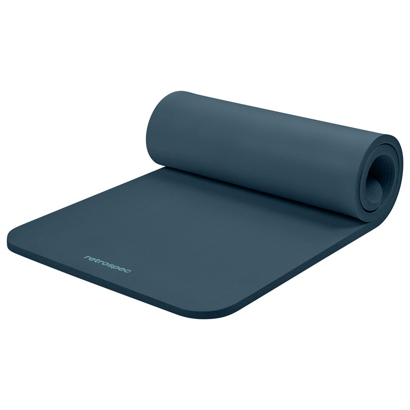 Retrospec Solana Yoga Mat 1" Thick w/Nylon Strap for Men & Women - Non Slip Exercise Mat for Home Yoga, Pilates, Stretching, Floor & Fitness Workouts - Ocean Blue - Image 1