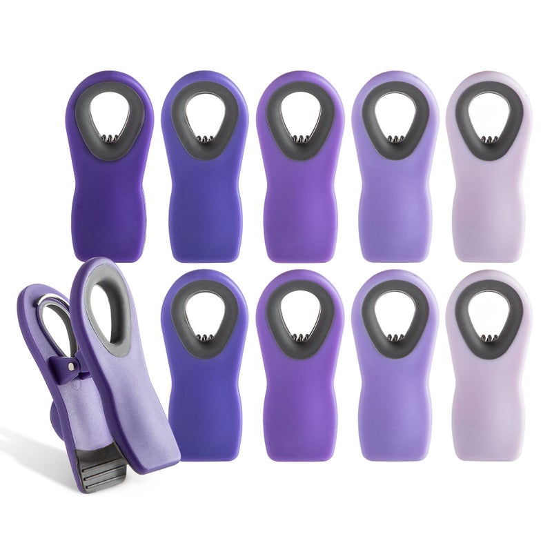 COOK WITH COLOR COOK WITH COLOR Bag Clips with Magnet for Food Storage with Airtight Seal Grip for Bread Snack and Food Bags Lavender Pack of 10 