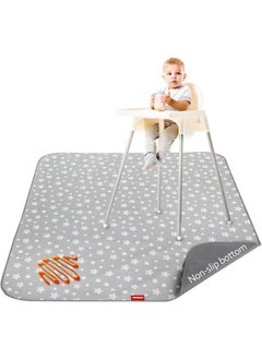 Moonsea Moonsea Splat Mat for Under High Chair, Non Slip Waterproof Mealtime Floor Mats Washable Portable Picnic Splash Mat for Baby Art/Craft/Playtime, 42X46 Inch - Grey Star  - Image 1